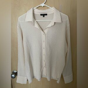 Kendall & Kylie Cream Textured Button Down